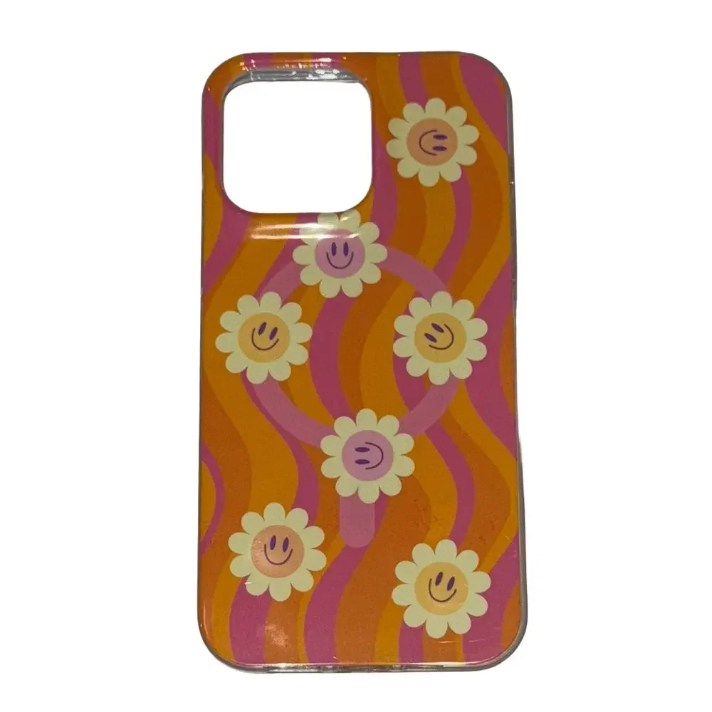 Floral Patterned Phone Case - Orange and Pink